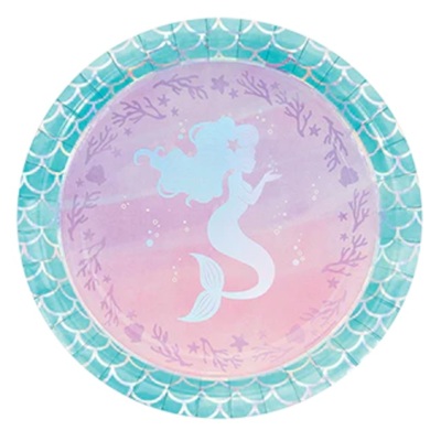 Mermaid Shine Iridescent Paper Plates 9in 23cm (Pk 8)