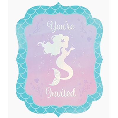 Mermaid Shine Iridescent Invitations & Envelopes (Pk 8)