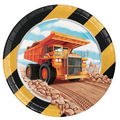 Big Dig Construction Paper Snack Plate 7in 18cm (Pk 8)