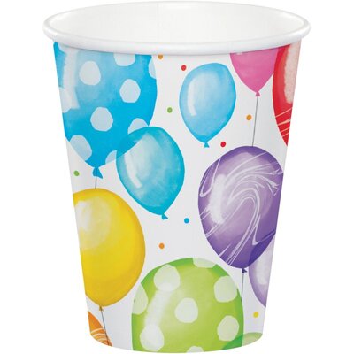 Balloon Bash Happy Birthday 9oz Paper Cups (Pk 8)