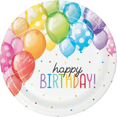 Balloon Bash Happy Birthday 9in Paper Plates (Pk 8)
