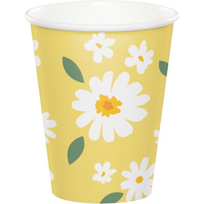 Sweet Daisy Paper Party Cups 9oz 266ml Pk 8