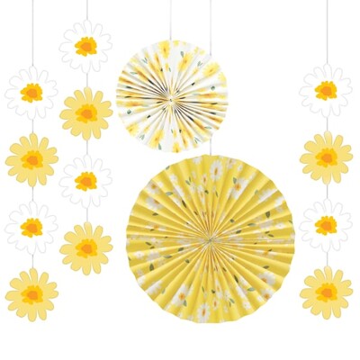 Sweet Daisy Hanging Paper Decoration Kit Pk 5