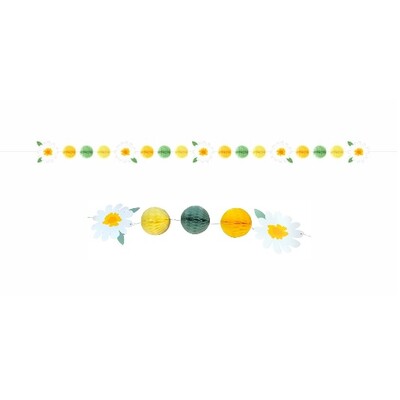 Sweet Daisy Mini Honeycomb Ball Flower Garland Banner 2.46m