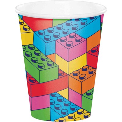 Block Bash Paper Party Cups 266ml Pk 8
