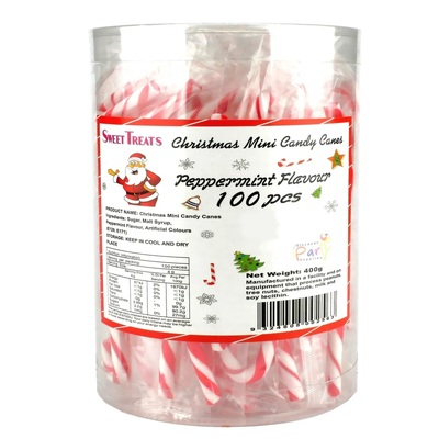 Christmas Mini Peppermint Candy Canes 4g (Pk 100)