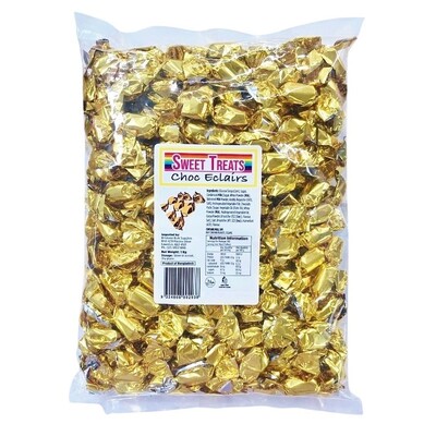 Gold Chocolate Eclair Lollies 1kg Approx 200 Pieces Gluten Free Halal