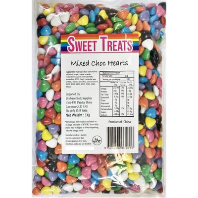 Mixed Colour Chocolate Heart Buttons (1kg)