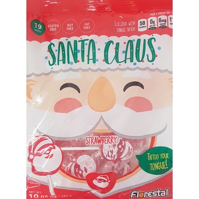 Christmas Santa Claus Strawberry Flat Lollipops 285g (approx. 19 pops)