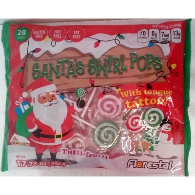 Assorted Colour Christmas Pops with Swirl Tongue Tattoo (504g)