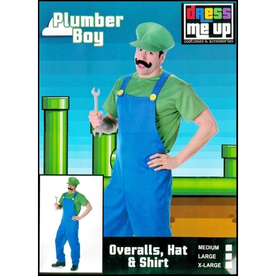 Adult Green Plumber Boy Costume (Large, 107-112cm)