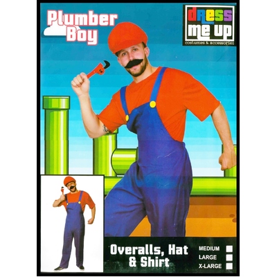 Adult Red Plumber Boy Costume (Large, 107-112cm)
