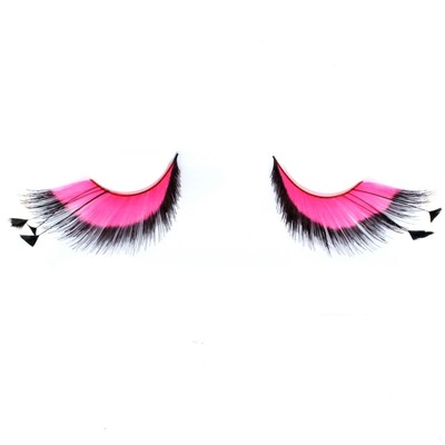 Pink & Black Feather Tip Eyelashes With Glue (1 Pair)
