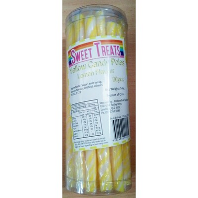 Yellow Lemon Flavour Candy Poles (540g - 18g Each) Pk 30