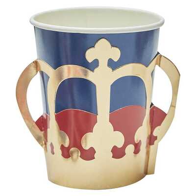 Ginger Ray Coronation Party Gold Crown Paper Cups (Pk 8)