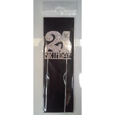 21st Birthday Diamante Cake Topper Decoration (6cm) Pk 1