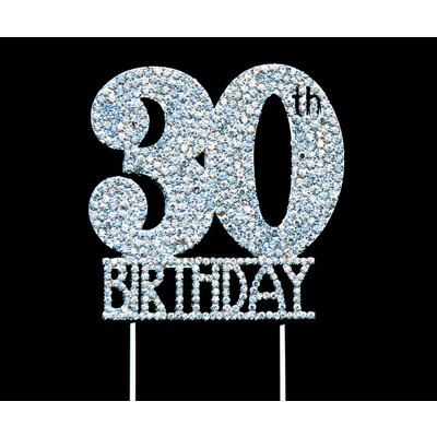 30th Birthday Diamante Cake Topper Decoration (6cm) Pk 1