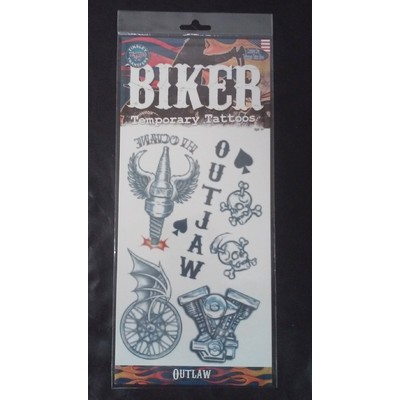 Outlaw Biker Temporary Tattoos Pk 1