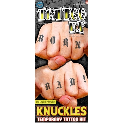 Old English Alphabet Knuckles Temporary Tattoo Sheet Pk 1