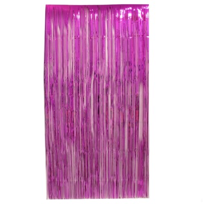 Curtain Tinsel Foil 90 x 200cm Hot Pink Cerise Pk1 
