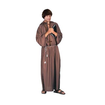 Adult Brown Monk Hooded Robe Costume with Belt (Plus Size) Pk 1