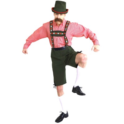 Adult Green Oktoberfest Lederhosen & Hat Costume Mens X Large