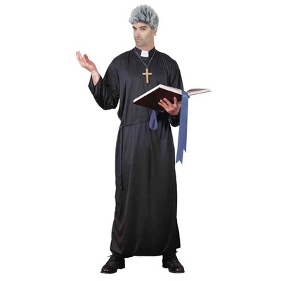 Adult Priest Black Robe Costume with Belt (Plus Size) Pk 1
