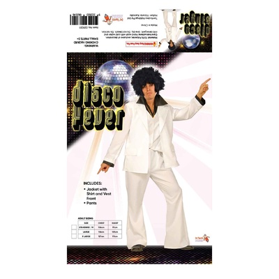 Adult White Disco Fever Costume Suit (Medium)