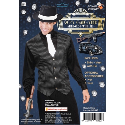 Adult Gangster Vest Shirt & Tie (One Size)