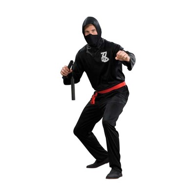Adult Black Ninja Costume with Hood (Plus Size) Pk 1