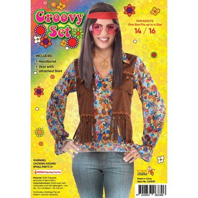 Hippie Shirt with Headband Costume Set (One Size)