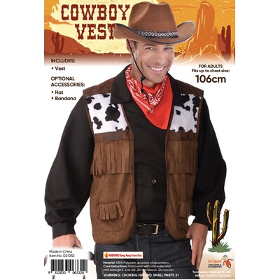 Adult Cowboy Costume Vest (Standard Size)