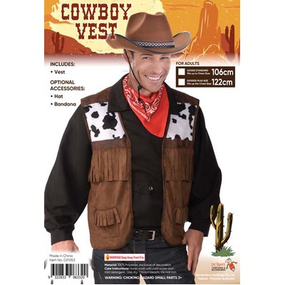 Adult Cowboy Costume Vest (Plus Size)