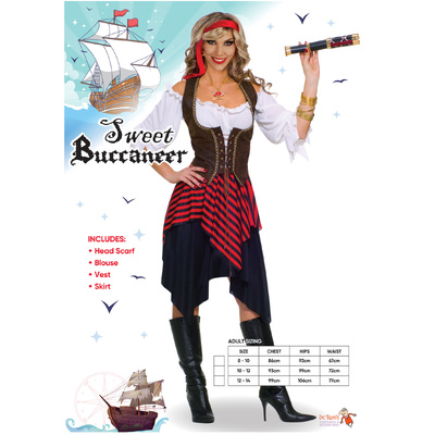 Adult Sweet Buccaneer Pirate Costume (Small, 8-10)