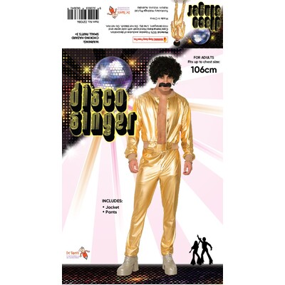 Adult Gold 70s Disco Singer Costume (Standard Size)