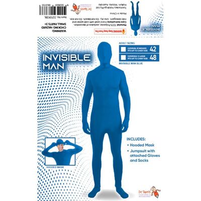Adult Blue Invisible Man Full Body Suit (Standard Size)