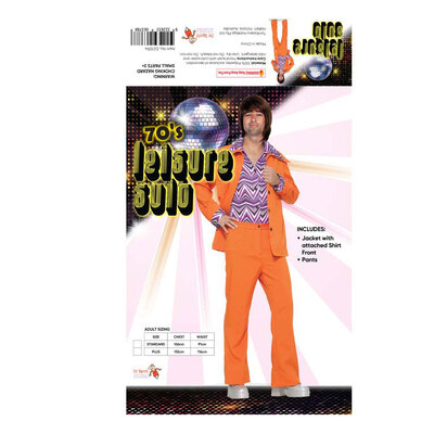 Adult Male Orange Leisure Suit Costume (Plus Size)