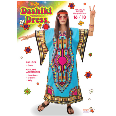 Adult Dashiki African Costume Dress (One Size, 16-18)