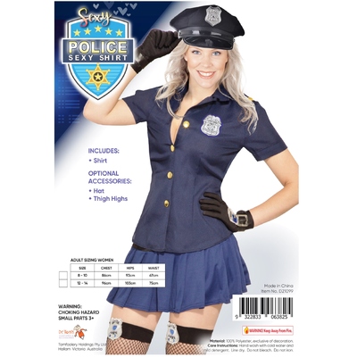 Adult Sexy Police Woman Costume Shirt (M/L, 12-14)