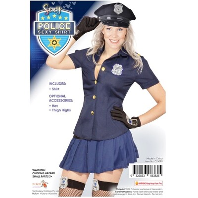 Adult Sexy Police Woman Costume Shirt Size 10-12
