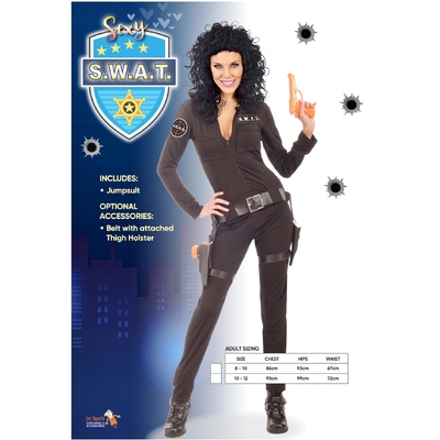 Adult Sexy SWAT Jumpsuit Costume (Small, 8-10)