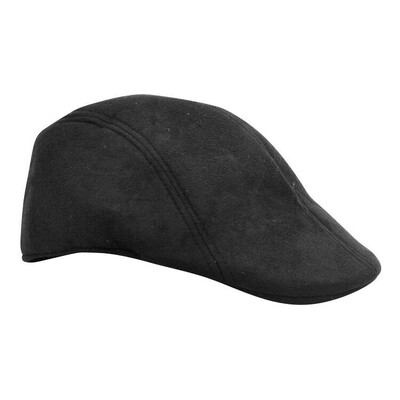 1920's Black Suede Flat Peak Cap