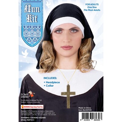 Adult Nun Habit Headpiece and Collar Costume Kit 