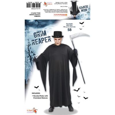 Adult Black Halloween Grim Reaper Robe (Standard Size)