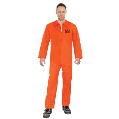 Adult Orange Jailbird Prisoner Jumpsuit Costume Mens Standard Size