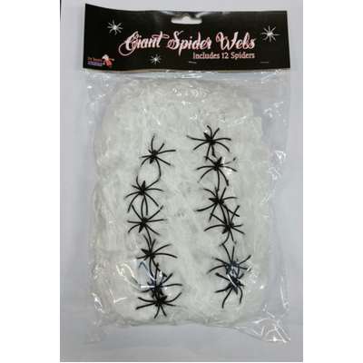 Giant Stretchable Spider Web with 12 Spiders (240g)