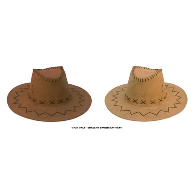 Brown Suede Cowboy Hat With Stitching