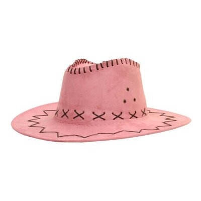 Pink Suede Cowboy Hat With Stitching