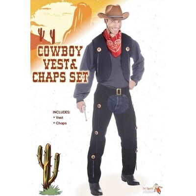 Adult Cowboy Vest And Chaps Costume Set Large