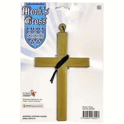 Gold Plastic Costume Monks Cross